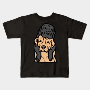 A cute Labrador and a Golden Retriever Drawing | 2 Dogs Sitting With Their Backs To You | For Labrador Owners | For Golden Retriever Owners Kids T-Shirt